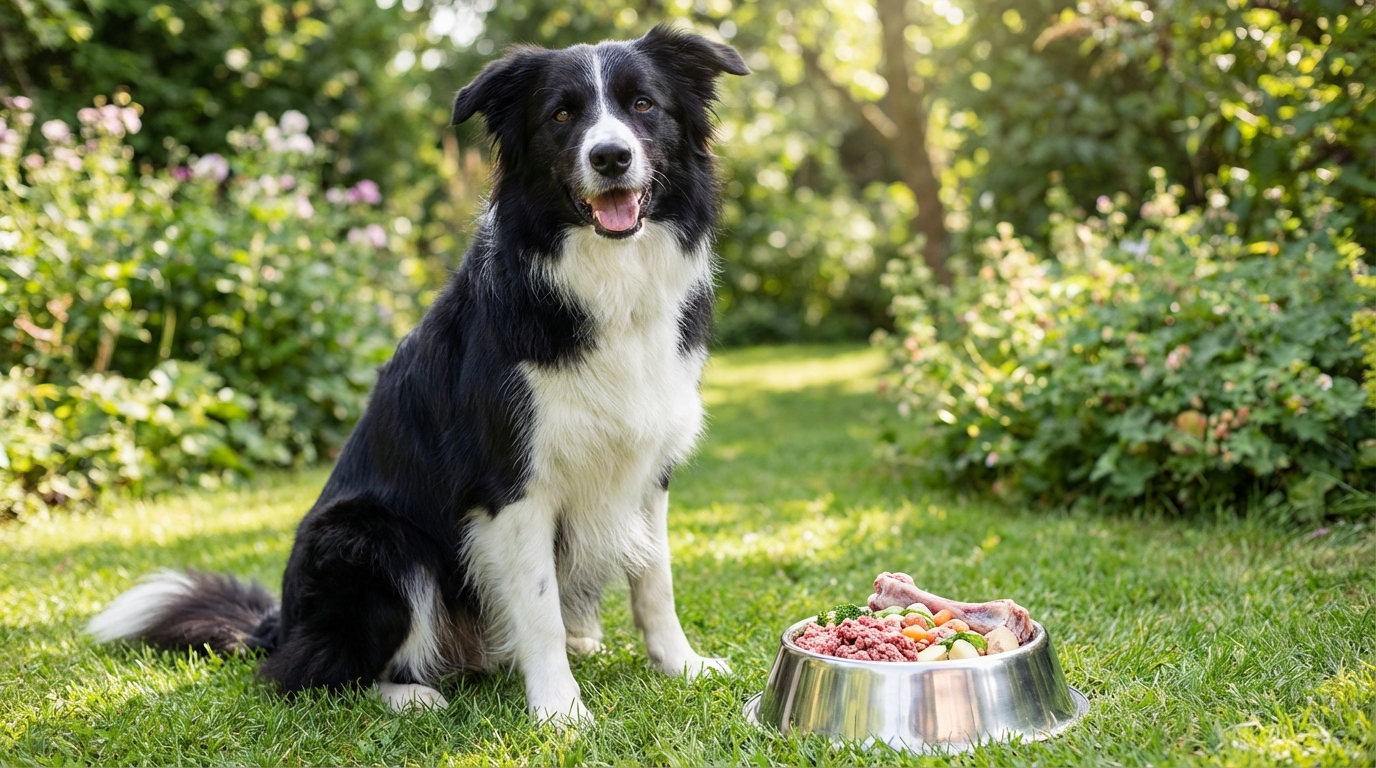 Healthy dog with shiny coat after switching to raw food in the UK